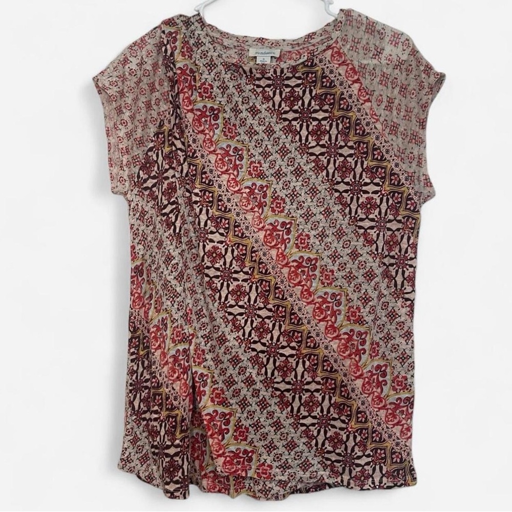 Sundance Josette Linen Asymmetrical Drape Design Spring Top Size S Boho Casual